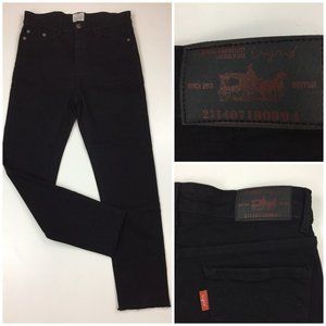 UNGRID Japanese Black High Rise Raw Hem 5 Pocket Skinny Jeans